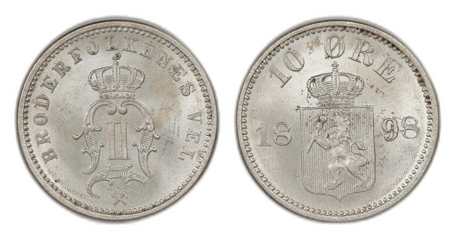Norway. Oscar II. 10 Øre 1898. Kv 0.