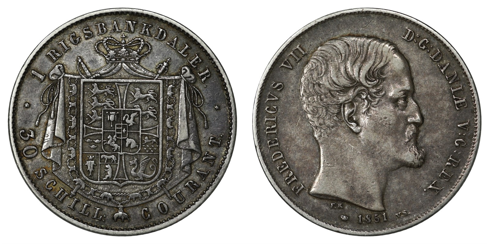 Denmark - Frederik VII - 1 Rigsbankdaler 1851 - VF *