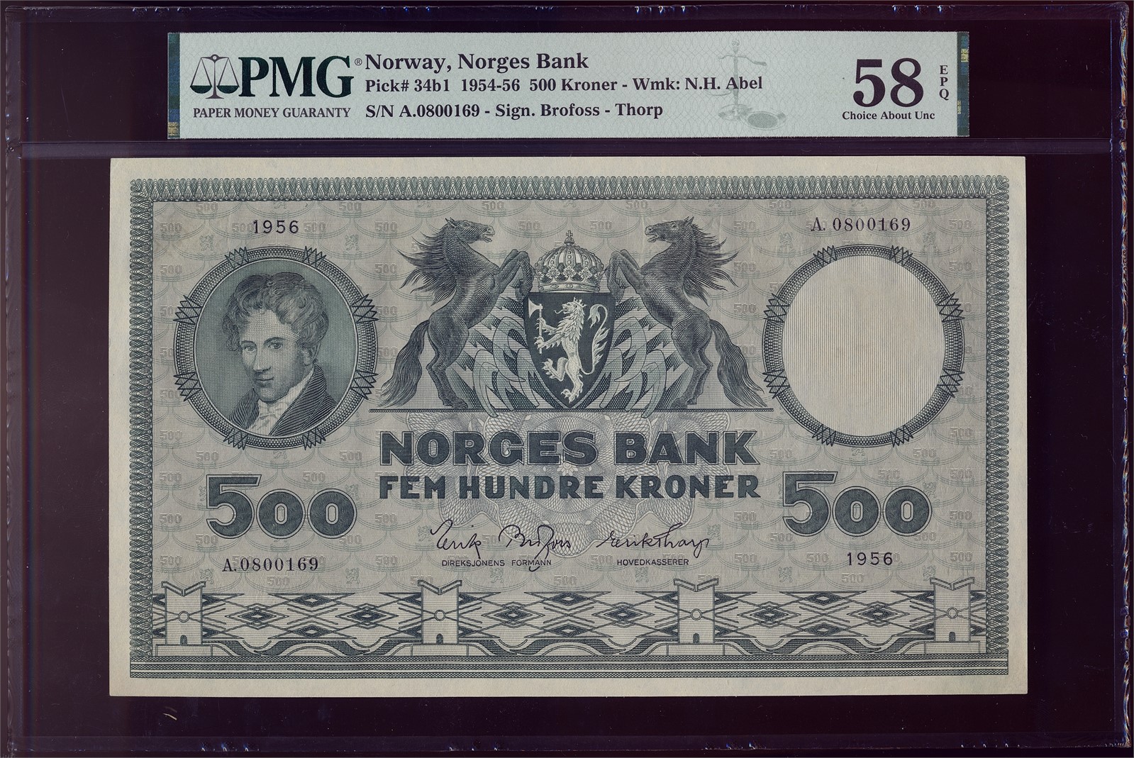500 Kroner 1956-A. PMG 58EPQ.