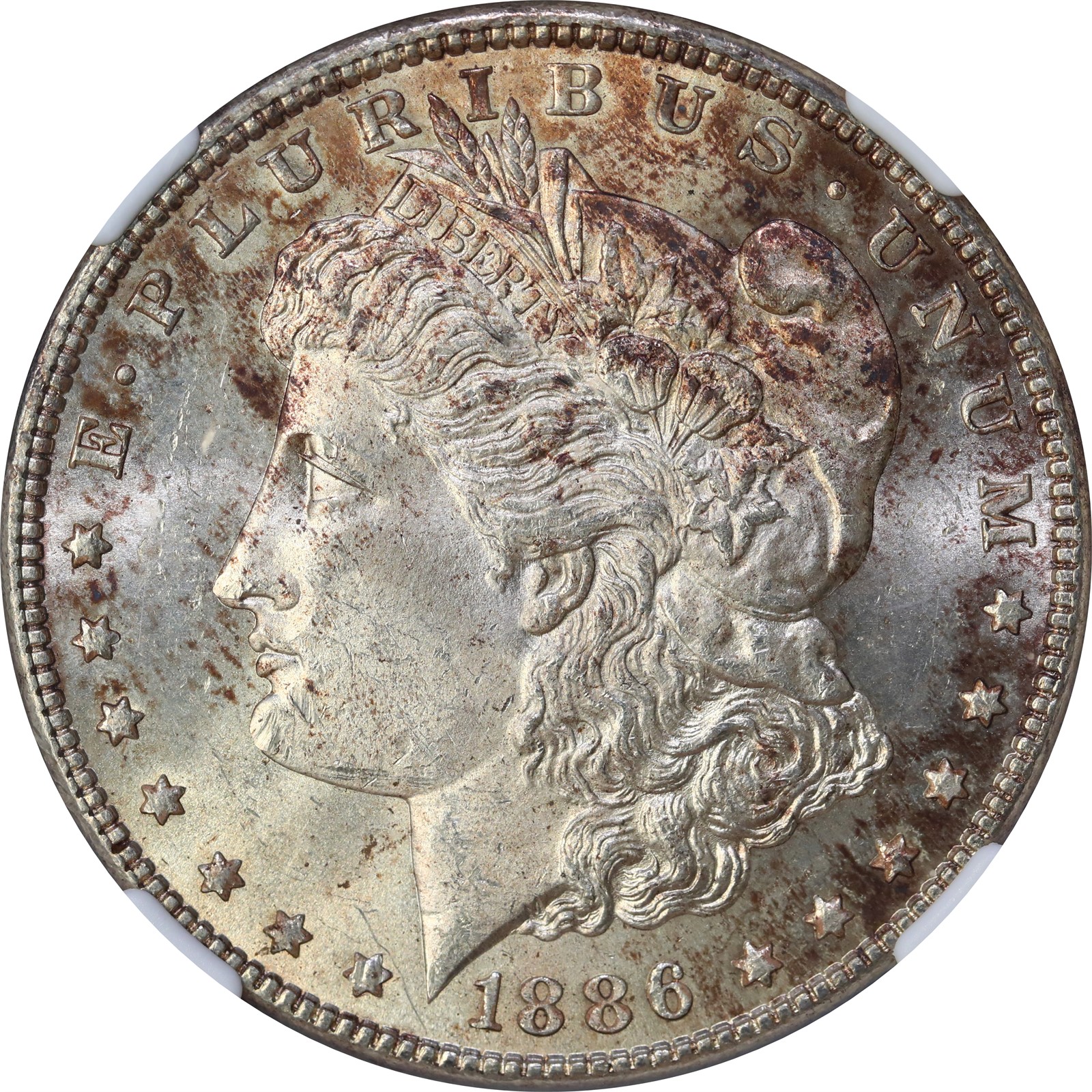 USA. Morgan Silver Dollar 1886 NGC MS63