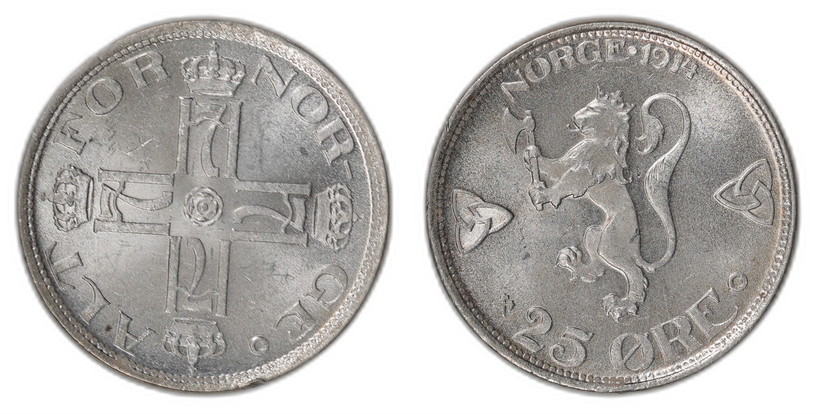 NORWAY. Haakon VII. 25 Øre 1914. Kv 0 (UNC).