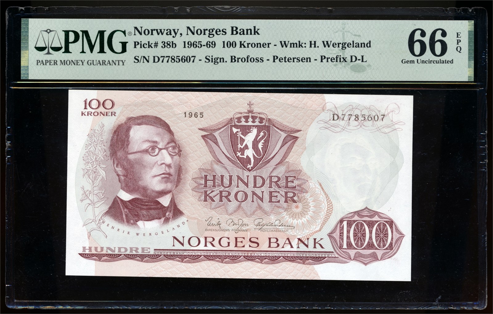 100 Kroner 1965 D7785706 PMG 66EPQ