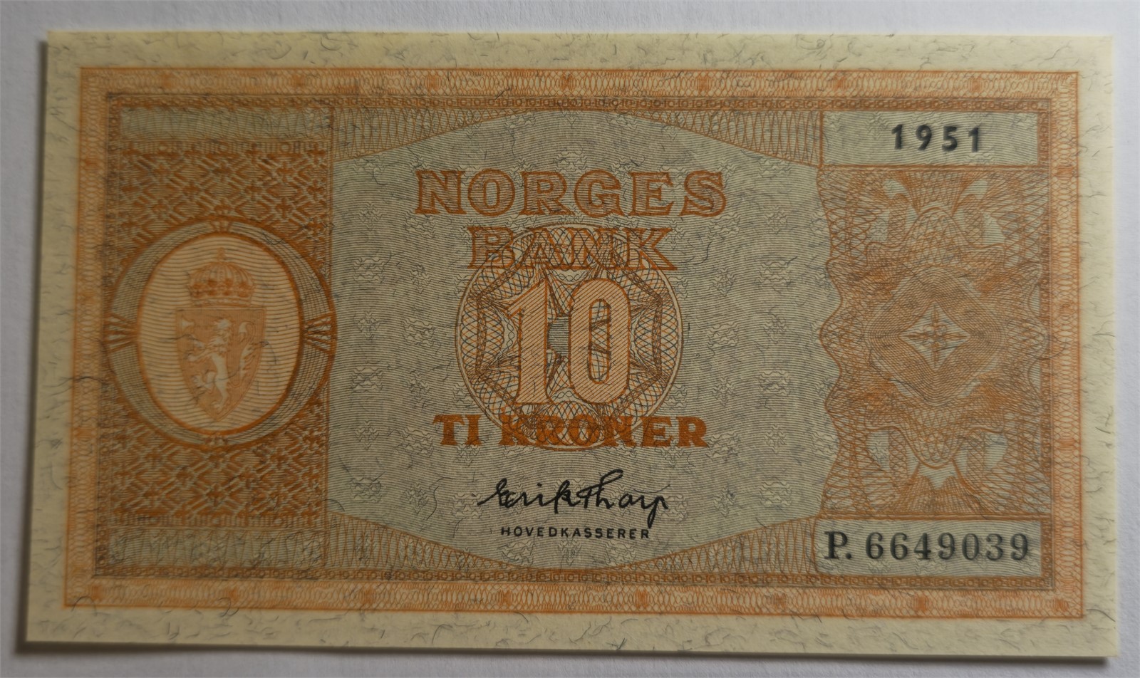10 Kroner 1951-P. Kv 0 (UNC).