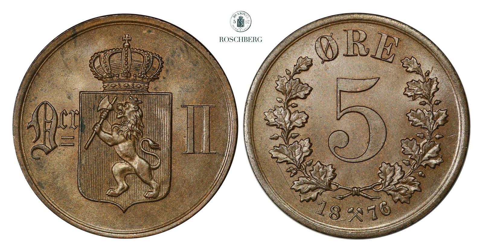 5 Øre 1876 Kv 0 (UNC)