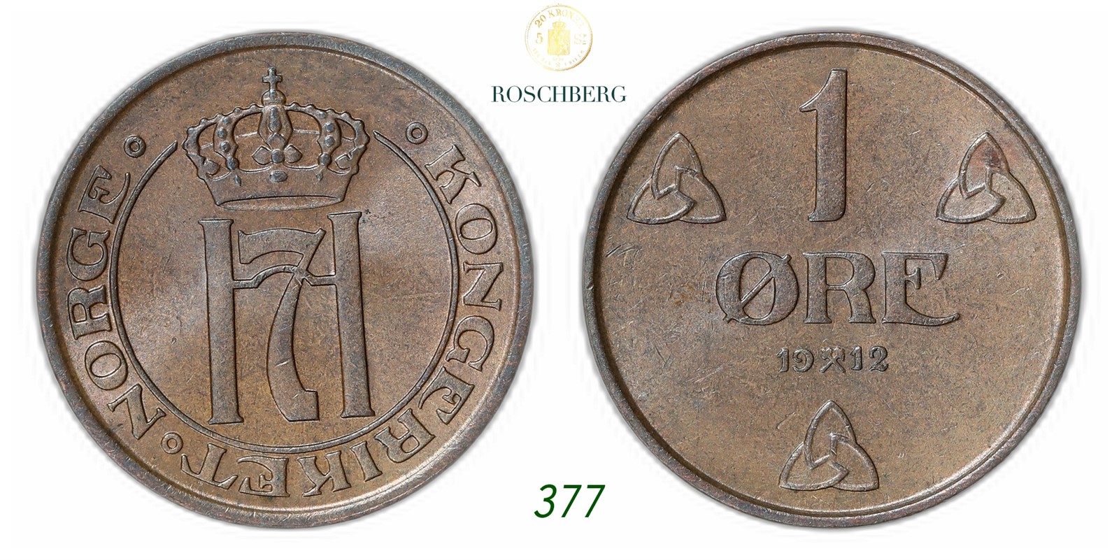 NORWAY. Haakon VII. 1 Øre 1912.