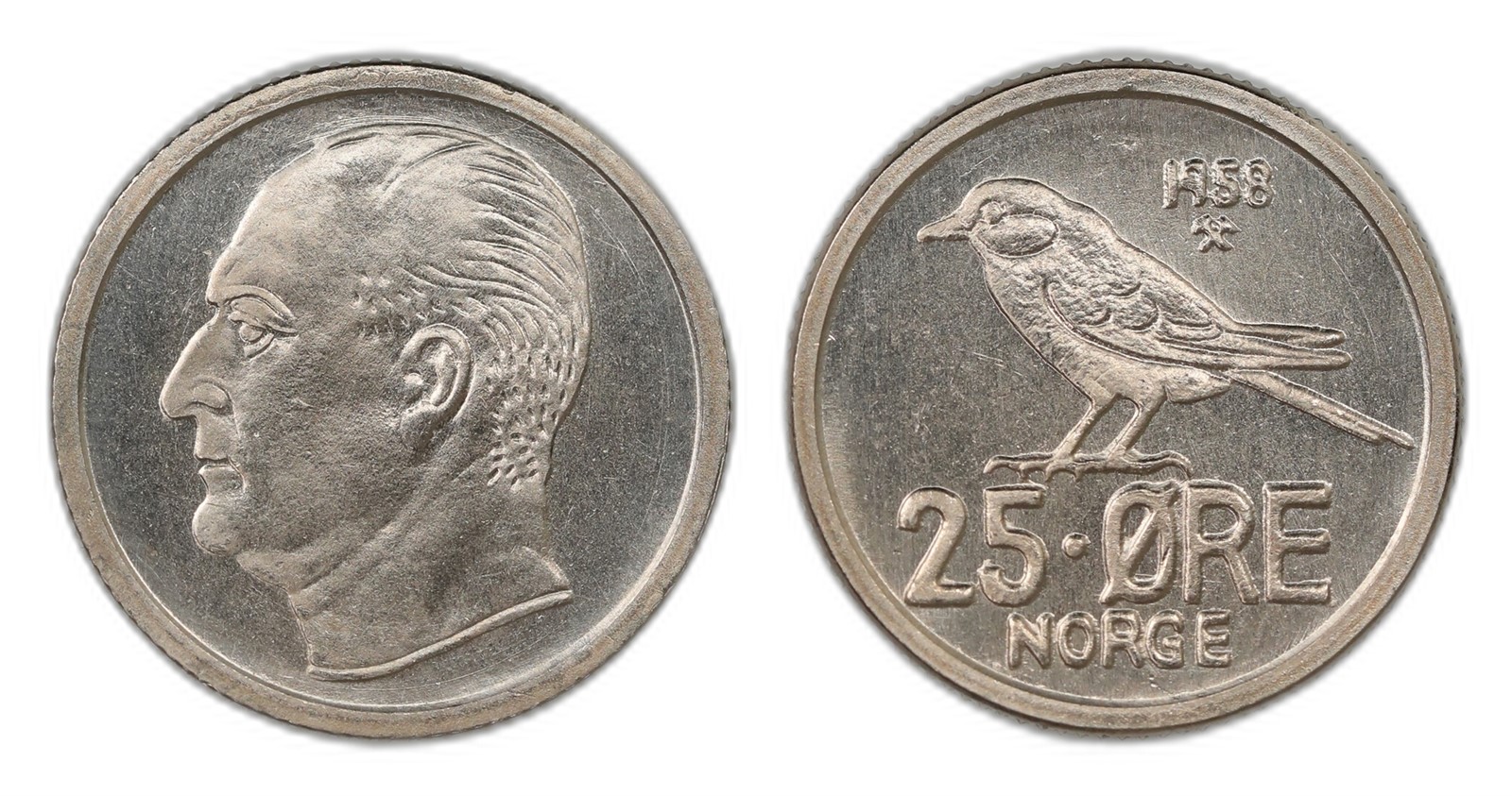 Norway. Olav V. 25 Øre 1958. Kv PRAKTEX.