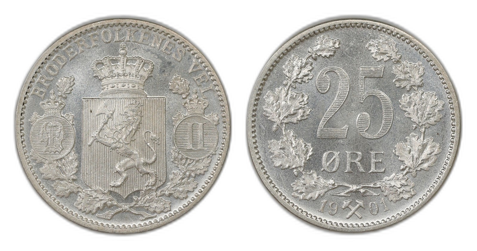 Norway. Oscar II. 25 Øre 1901. Kv 0.