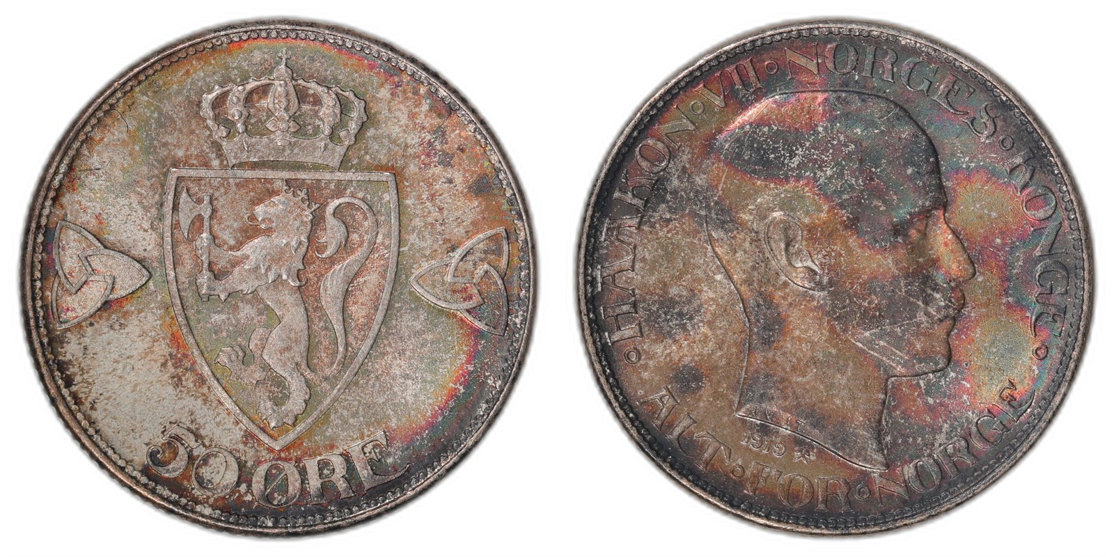 NORWAY. Haakon VII. 50 Øre 1919. Kv 0 (UNC).
