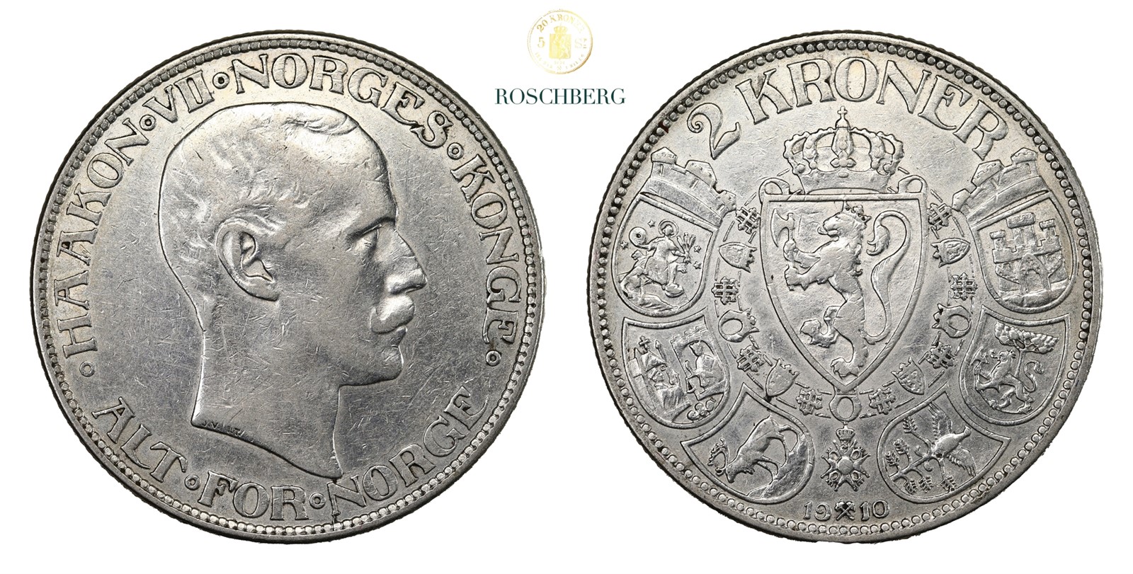 Norge 2 Kroner 1910 Kv 1