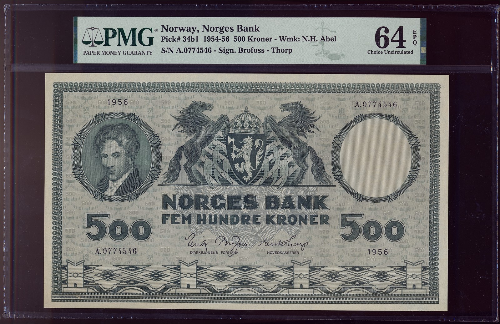 500 Kroner 1956-A. PMG 64EPQ.
