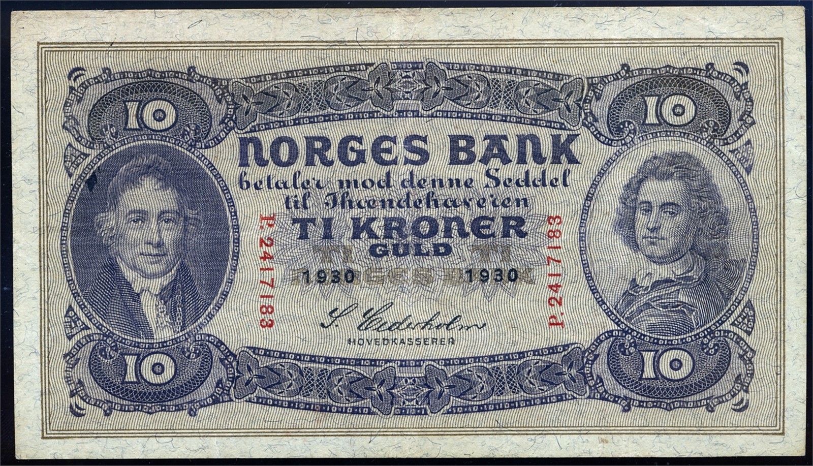 10 Kroner 1930-P. Kv 1/1+ (VF).
