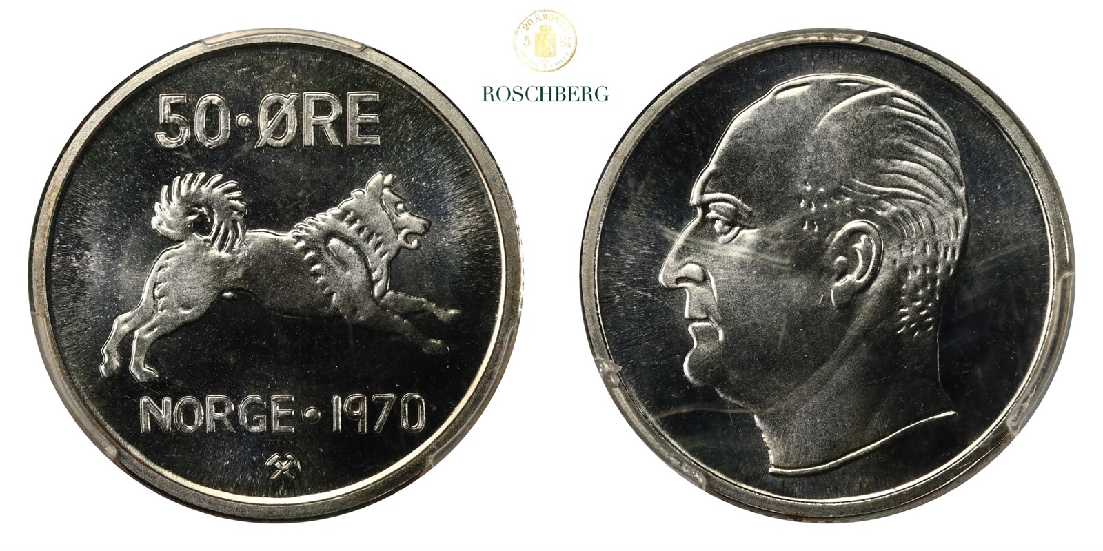 Norge 50 Øre 1970 PCGS MS68