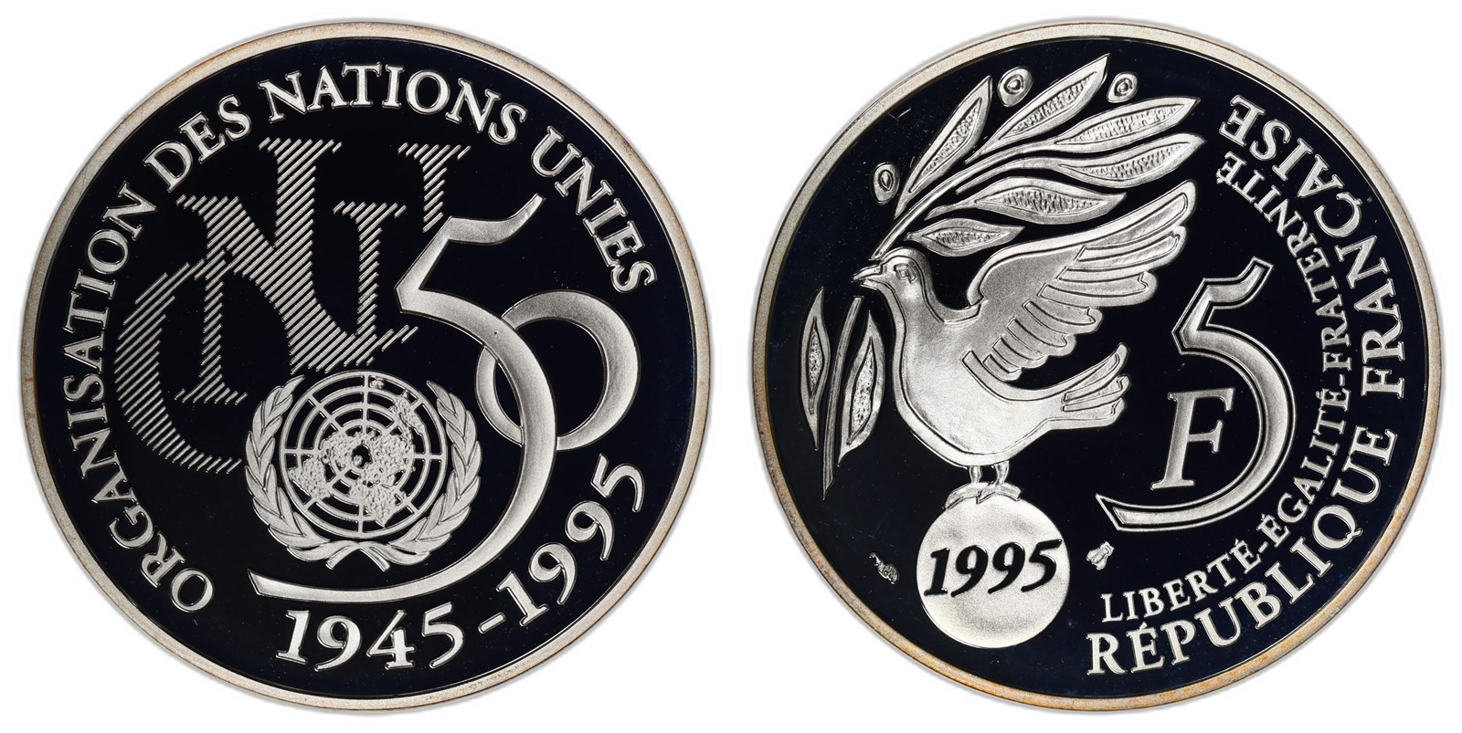 FRANCE. Republic. 5 Francs. 1995. Proof.