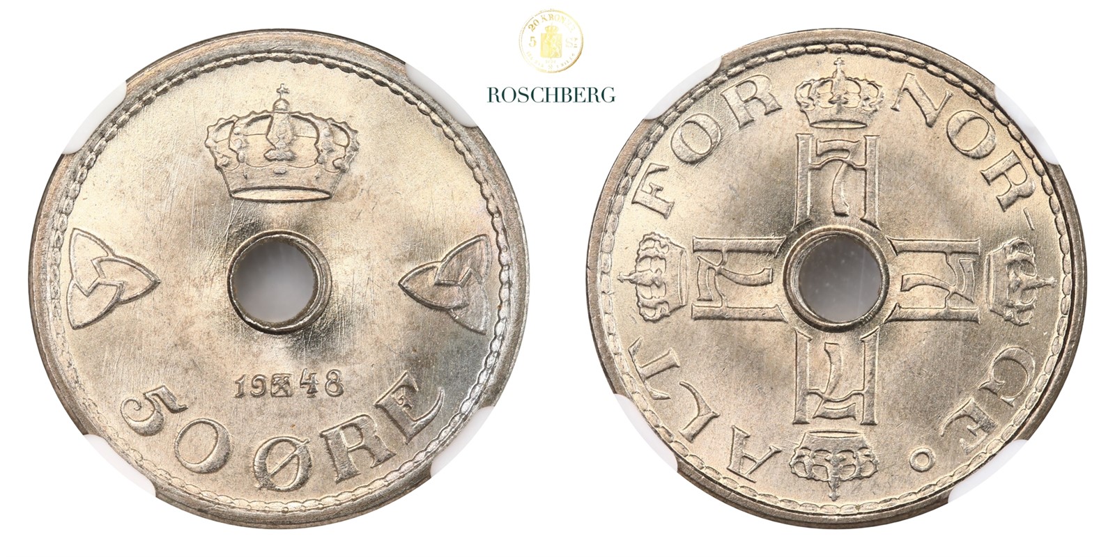 Norge 50 Øre 1948 NGC MS65