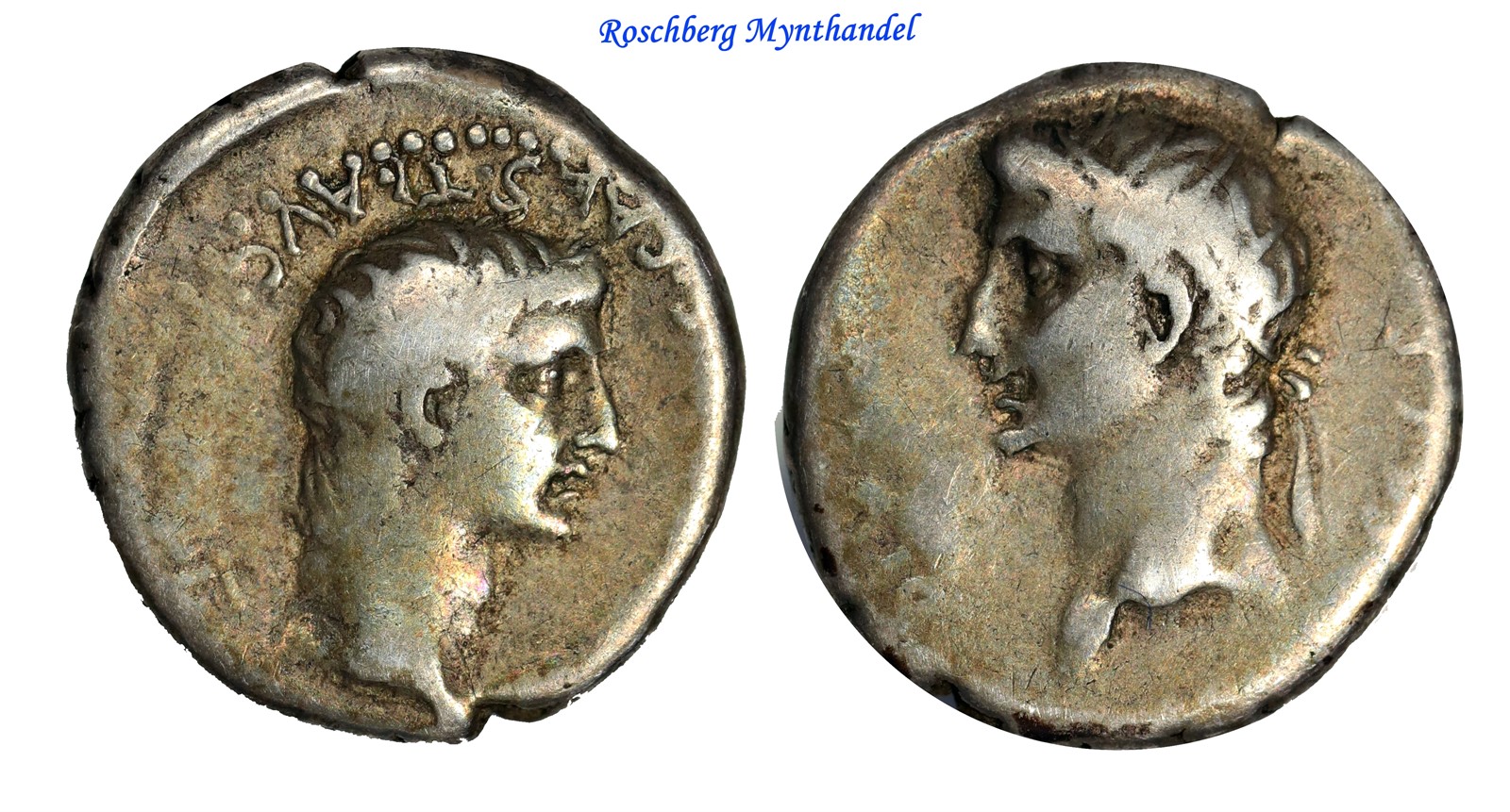 ROMAN EMPIRE. Augustus & Germanicus 33-34 AD, Drachme