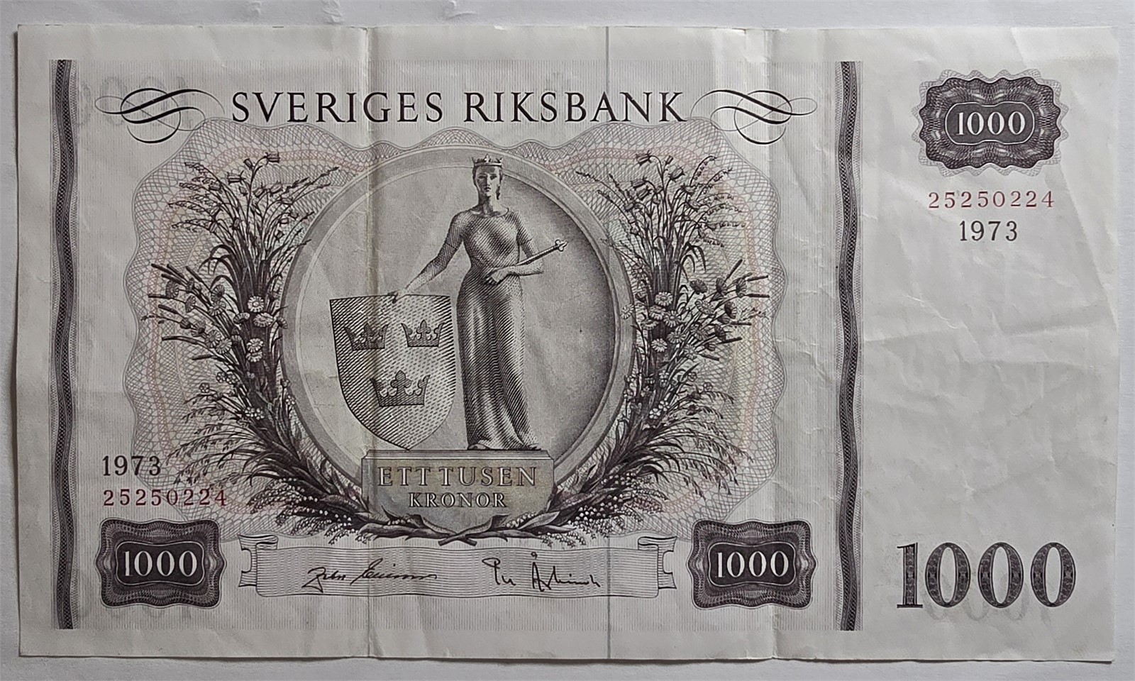 SWEDEN. 1000 Kroner 1973. VF.